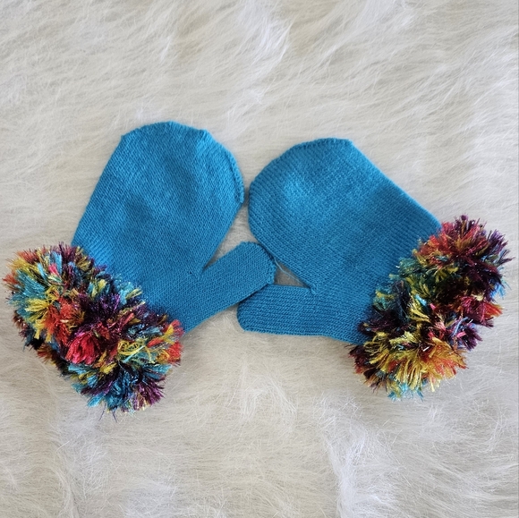 Other - Colorful toddler Mittens with eyelash yarn Rainbow Cuffs
